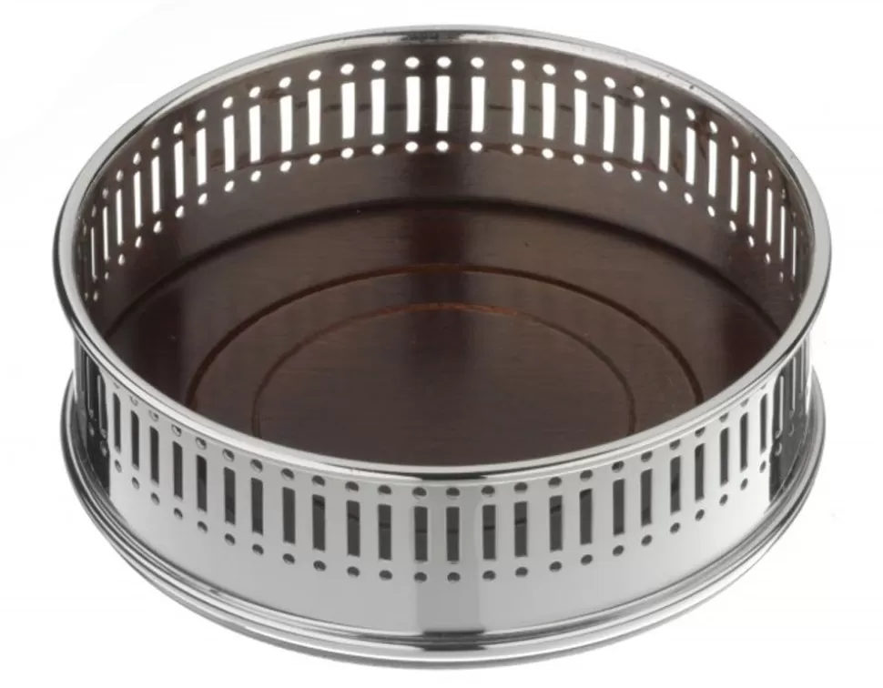 Arthur Price Drink Accessories* Of England Bottle Coaster With A Dark Wood Base And Pierc