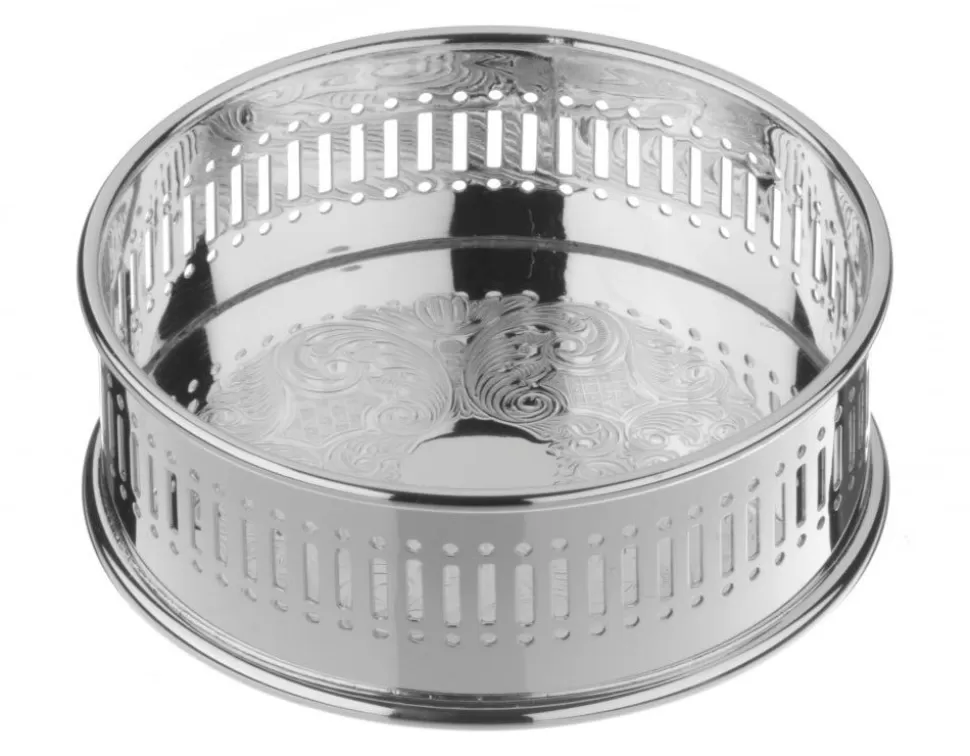 Arthur Price Drink Accessories* Of England Bottle Coaster With Roll Chased Metal Base And