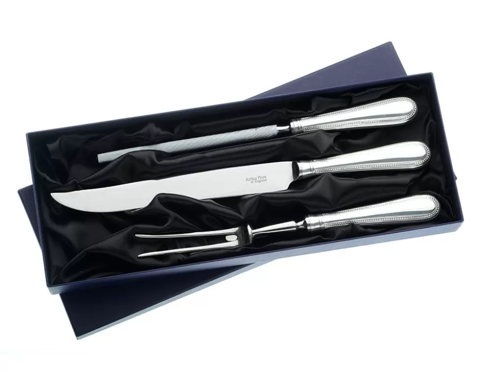Arthur Price Bead*Bead 3 Piece Carving Set Of England