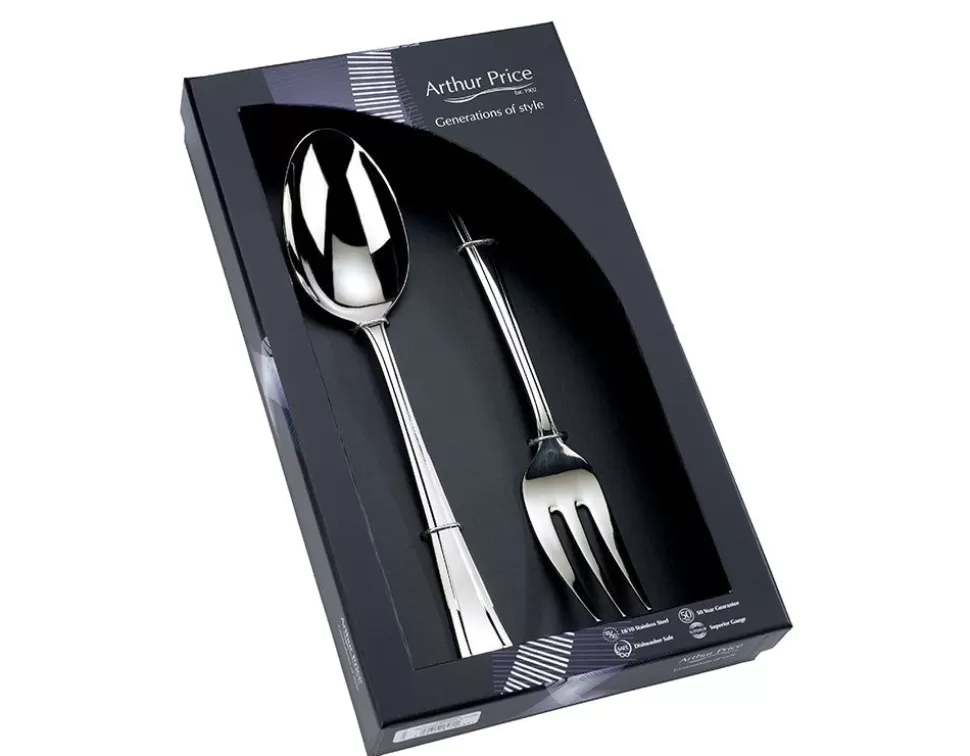 Arthur Price Grecian*Everyday Classic Grecian Box Of Large Serving Spoon And Fork (New)